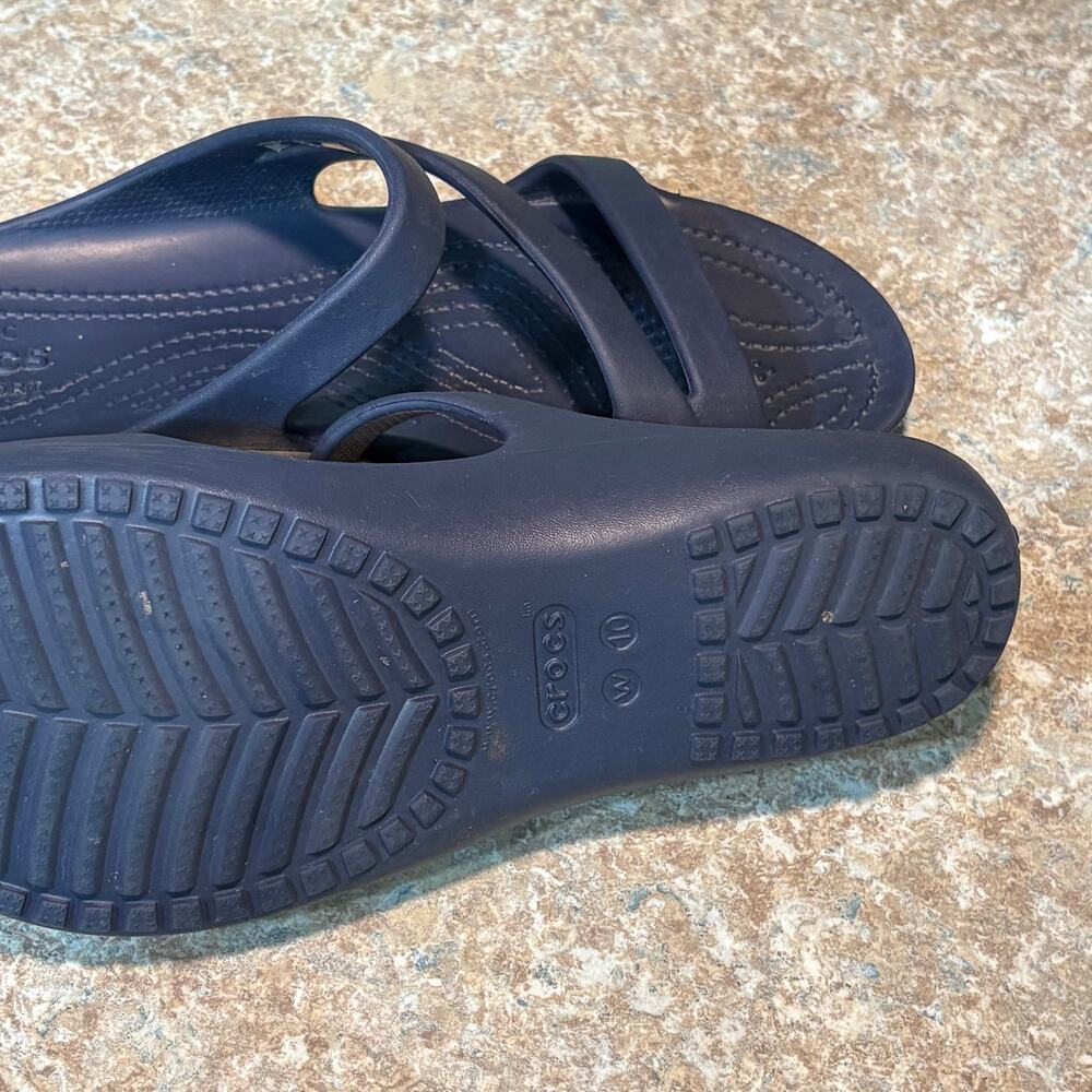 Crocs Kadee II Navy Blue Slip On Comfort Strappy Sandals Size 10 Women's - Picture 7 of 8